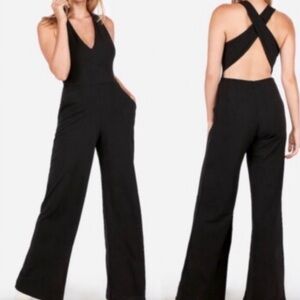 Express Elegant Black Wide Leg backless jumpsuit